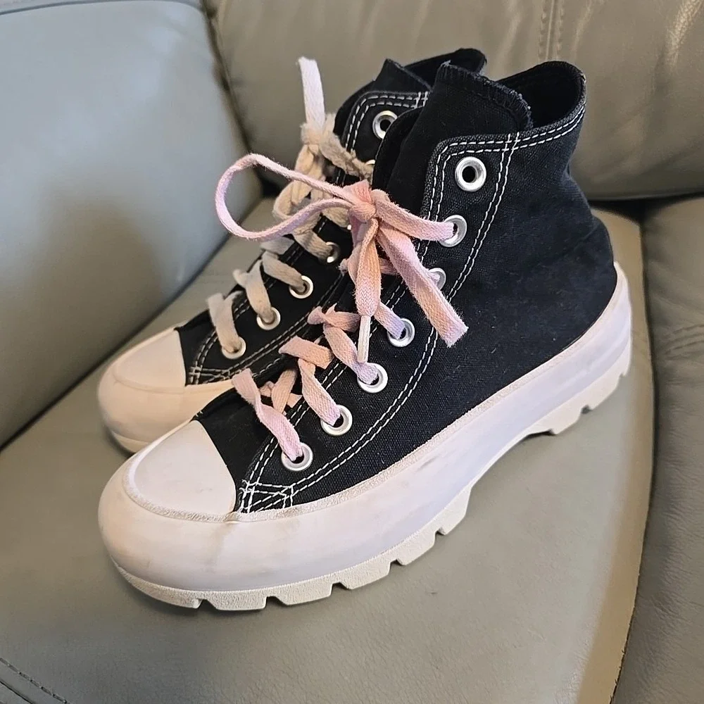Converse Chuck Taylor All Star Lugged High‎ Black White Platform Womens Size 4.5